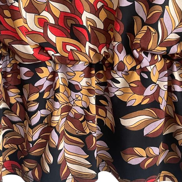 Coco Bianco Top Women Multicolor V-Neck Long Flare Sheer Sleeve Lined‎ Pullover - Picture 6 of 12